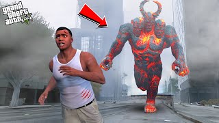 GODZILLA VS LAVA GOD Fight in GTA 5  Gaint Lava Titan Attacked Los Santos  Gta 5 Tamil [upl. by Josy]