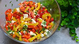 Dieser Paprika Salat mit Feta zubereitet in nur 5 Minuten macht richtig süchtig [upl. by Vasquez223]