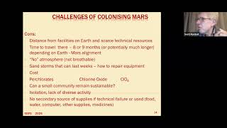 quotChallenges of Colonising Marsquot  October 2024 [upl. by Saile]