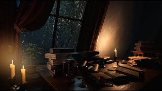 VICTORIAN AMBIENCE l Writers Room with Classic Music l Writing sound with Cozy Rain for Relaxing [upl. by Yhtnomit]