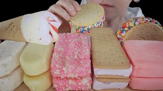 ASMR White Chocolate Strawberry Ice Cream Magnum Cheesecake Cone Birthday Cake Cookie Sandwich [upl. by Yarased]