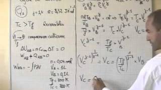 thermodynamique  machine thermique  cycle de Carnot calcul de volume [upl. by Dessma]