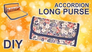 DIY Fabric long Wallet  플라워 패턴의 지갑 만들기  How to sew accordion purse wallet sewingtimes [upl. by Yssim]