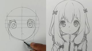 How to draw cute Anime Girl for Beginners   Sagiri Izumi  ssart1 [upl. by Suilienroc]