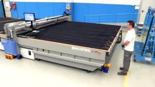 Automatic Glass plate Rotation on Macotec Laminated Glass Cutting Tables [upl. by Ahsilam379]