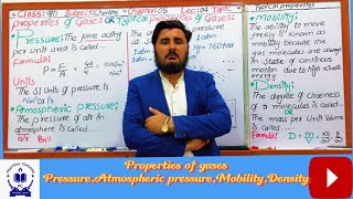 properties of gasesPressure Atmospheric pressure Mobility Density in urdu Hindi [upl. by Natanhoj]