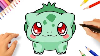 HOW TO DRAW KAWAII BULBASAUR EASY  KAWAII POKEMÓNS [upl. by Assed354]