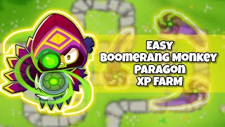 BTD6 ☆ EASY BOOMERANG MONKEYPARAGON XP FARM NO MK ☆ WITH T4 OR T3 [upl. by Daron344]