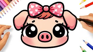 COMO DESENHAR UMA PORQUINHA FOFA FÁCIL PASSO A PASSO 🐷❤️ [upl. by Hilton243]