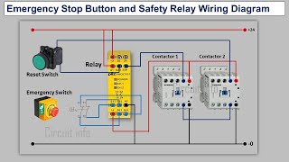 Emergency Stop Button and Safety relay wiring diagramCircuitInfo [upl. by Leipzig24]