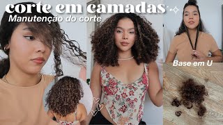 Cortando o cabelo sozinha  sem tirar o comprimento manutenção corte em camadas base em U ˙•✧༅ [upl. by Annaicul]