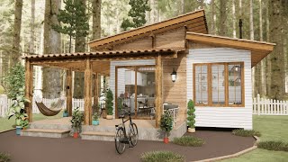 6x6m Wood House Design Cozy Loft and Perfect Patio for a Forest Retreat [upl. by Jdavie]