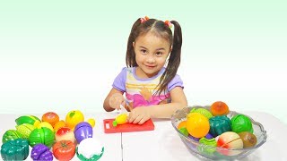 Learn Names of Fruits amp Vegetables with Isabella amp Toy Cutting Fun Velcro Fruits amp Veggies [upl. by Ttessil64]