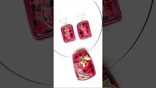 Plaid Polymer Clay Cane  Necklace  Earrings [upl. by Fattal]