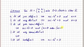 Analysis Diffbarkeit im Rn Definitheit bei 2x2Matrizen 1654 [upl. by Waldron638]