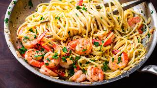 Lemon Garlic Shrimp Pasta  So Easy Youll Make It All Year Long [upl. by Neved]