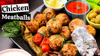 Quick and Easy CHICKEN MEATBALLS Recipe  Mediterranean Style Baked Meatballs amp Tomato Pepper Sauce [upl. by Rosenstein834]