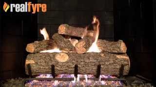 Peterson Real Fyre Golden Oak Designer Plus Log Set Shown With the G45 Burner [upl. by Dedie]