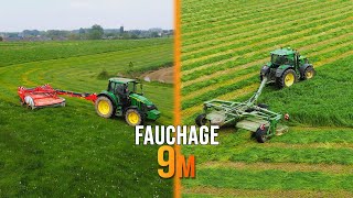 Fauchage dherbe amp raygrass  John Deere 6R 6M  Faucheuse Khun Krône [upl. by Annaitsirk93]