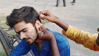 Deep Ear Cleaning By The Famous Street Barber from KolkataPart 1 [upl. by Esinereb]