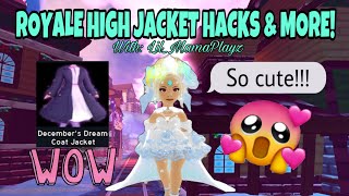 ROYALE HIGH DECEMBER’S DREAM JACKET OUTFIT HACKS amp MORE Christmas update 2021 Royale High [upl. by Nolyaj177]