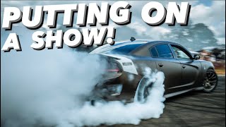 DESTROYING A NEW SET OF TIRES IN THE DRIFTCAT AT THE CONCRETE COWBOYS SHOW [upl. by Agatha]