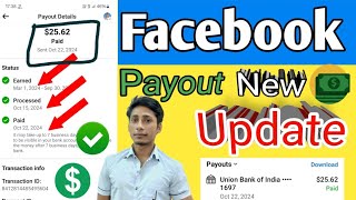 Facebook payout new update  Facebook payment new update 2024 [upl. by Janie]