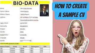 How to create a sample CV on Ms Word  How to make a Bio Data for job [upl. by Cirre]