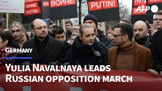 Yulia Navalnaya leads exiled Russian opposition march in Berlin  AFP [upl. by Ro]