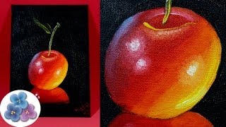 Pintura al Oleo Como Pintar Cerezas DIY Cherry Oil Painting Pintar Cuadros Modernos Pintura Facil [upl. by Dnalram]