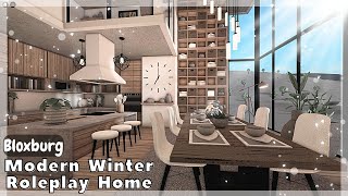 BLOXBURG Modern Winter Roleplay Home Speedbuild interior  full tour Roblox House Build [upl. by Ethe64]