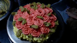 Rosette cake with whipped cream Rose cake Whipped cream designby Foodies Channel [upl. by Odlaumor]