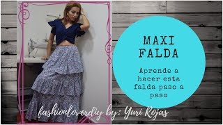 DIY APRENDE Costura y Patronaje Como hacer Maxi Falda De Capas EN TIEMPOS patrones y Costura [upl. by Lokim]