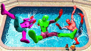 GTA 5 Rainbow Spiderman Jumping Into Pool Euphoria PhysicsRagdolls 2 [upl. by Oicram]