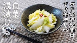 30分漬けるだけ 白菜漬けの作り方☆昆布無し・ポリ袋で超簡単浅漬けの素や市販品はもう買わなくてOK☆ 自分でできる白菜の即席漬けゆず白菜にも [upl. by Llednik]