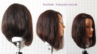 Coupe de cheveux carré plongeant dégradé  ALine Bob haircut tutorial  Corte de pelo Bob en capas [upl. by Ahseneuq]