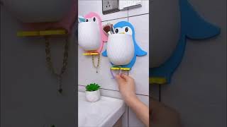 Toothbrush Holder Storage Organizer for Bathroom Wall Mounted Penguin Shape with Self Adhesive Stick [upl. by Miun]