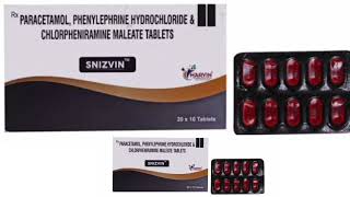 SNIZVIN Tablets PARACETAMOL PHENYLEPHRINE HYDROCHLORIDE amp CHLORPHENIRAMINE MALEATE TABLETS [upl. by Htebirol]