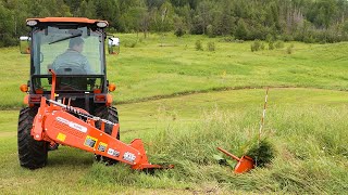 Using our Gaspardo Sickle Bar Mower and Kubota LX3310 Combo [upl. by Elyn]