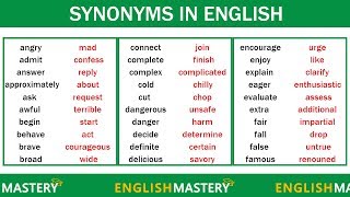 Learn 150 Common Synonyms Words in English to Improve your Vocabulary [upl. by Frear]