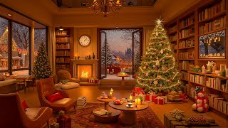 Christmas Coffee Shop Vibes  Soft Jazz Music Cozy Fireplace Sounds amp Snowy Evening ☕🎄 [upl. by Abihsot352]