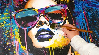 Fused Pop Art and Street Art Painting 🎨 Create a Stylish Acrylic Piece  Glamour In Chaos [upl. by Swart]