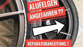 Alufelgen Reparatur selbst gemacht  Bordsteinkratzer entfernen schleifen lackieren I Tutorial [upl. by Desmond398]