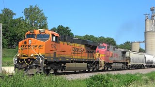 BNSF 7392 Leads a Freight Fenton IL 71822 [upl. by Nuawtna]