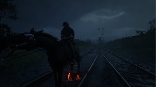 Overcome a stormy night with thunder and lightning and 8 hours of rest in a village  RDR2 ASMR [upl. by Sung]