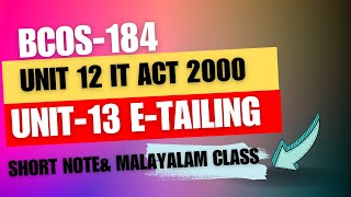 BCOS184 ECOMMERCE UNIT 12 IT ACT 2000UNIT 13 ETAILING [upl. by Ennahtur324]