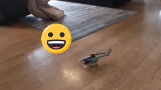 EACHINE E120 RC helicopter INdoor Flight crashing into furniture Drunk Pilot not lol [upl. by Wilson]