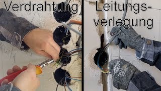 Kabel  Leitungen verlegen und verdrahten  RohbauElektroinstallation Teil 4 [upl. by Lauber]