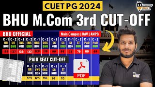 BHU CUET PG MCom 3rd Official CUTOFF 2024  bhu mcom official cutoff 2024  bhu official pg mcom [upl. by Imar]