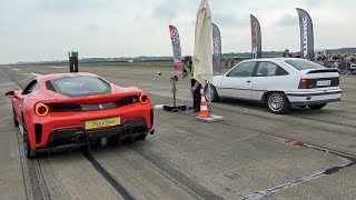 900HP Opel Kadett GSI 16V Turbo vs Ferrari 488 Pista [upl. by Cantone]